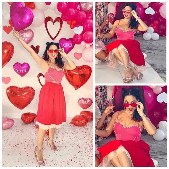 💗 Barbie Pink Cute Heart Shaped Crop Top Pearls Trim NEW WITH TAGS - Picture 11 of 16